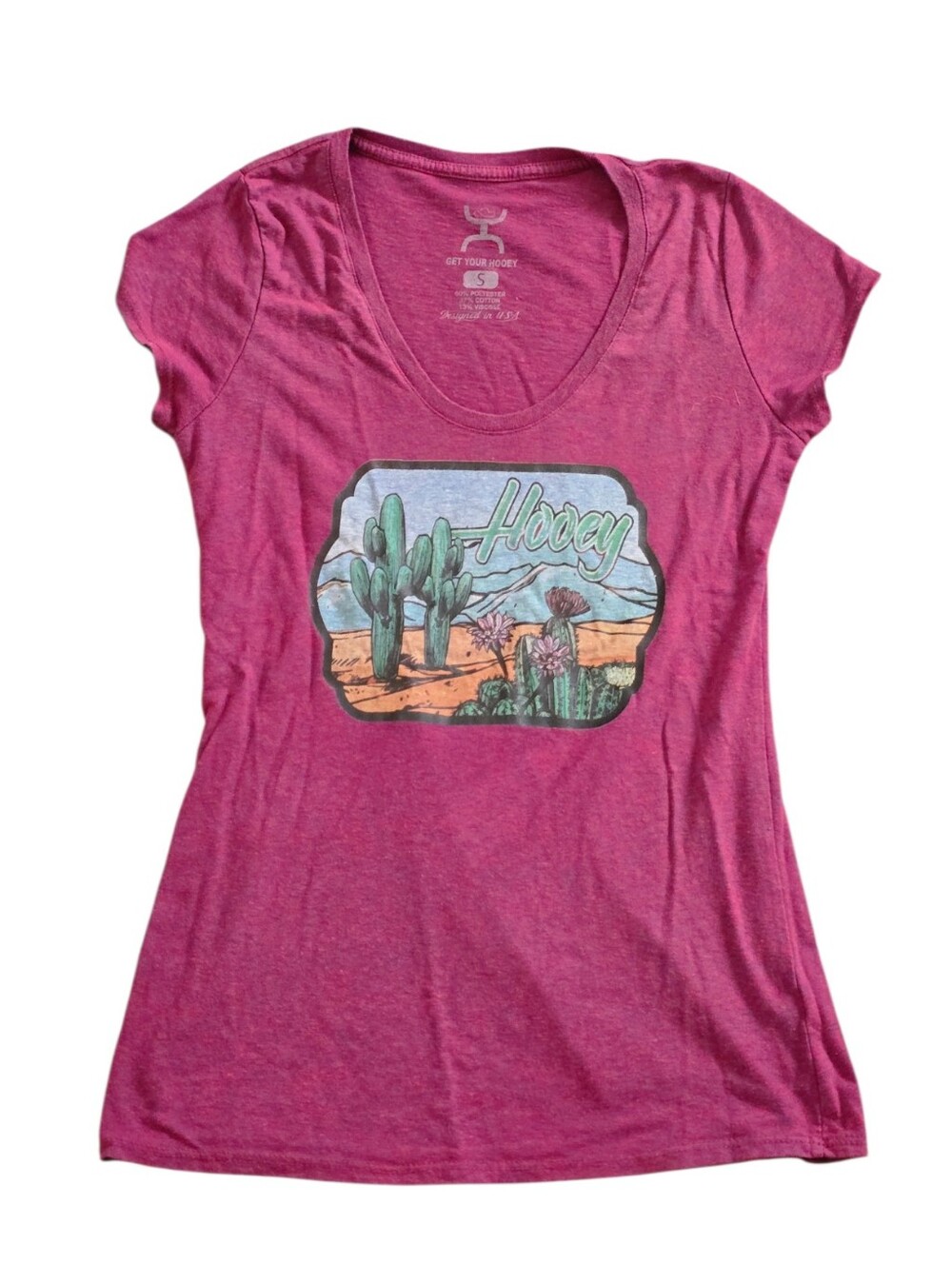 Hooey Red Pink Desert Graphic Scoop Neck Tee Size S